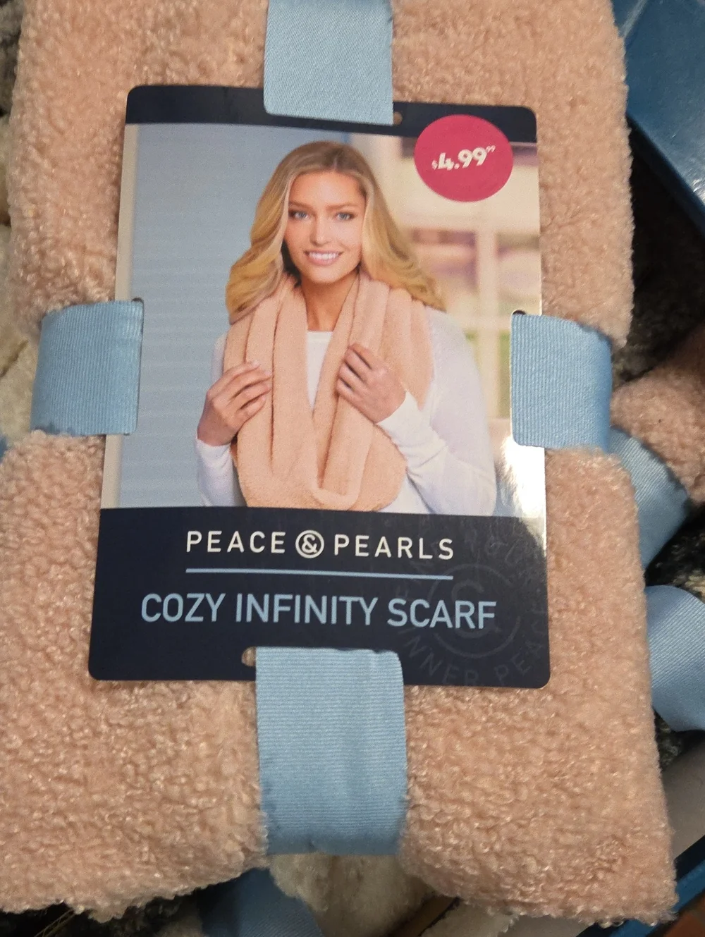 Peace & Pearls Cozy Infinity Scarf - Blush Peach